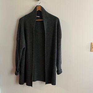 Women's Gray Open-Front Sweater